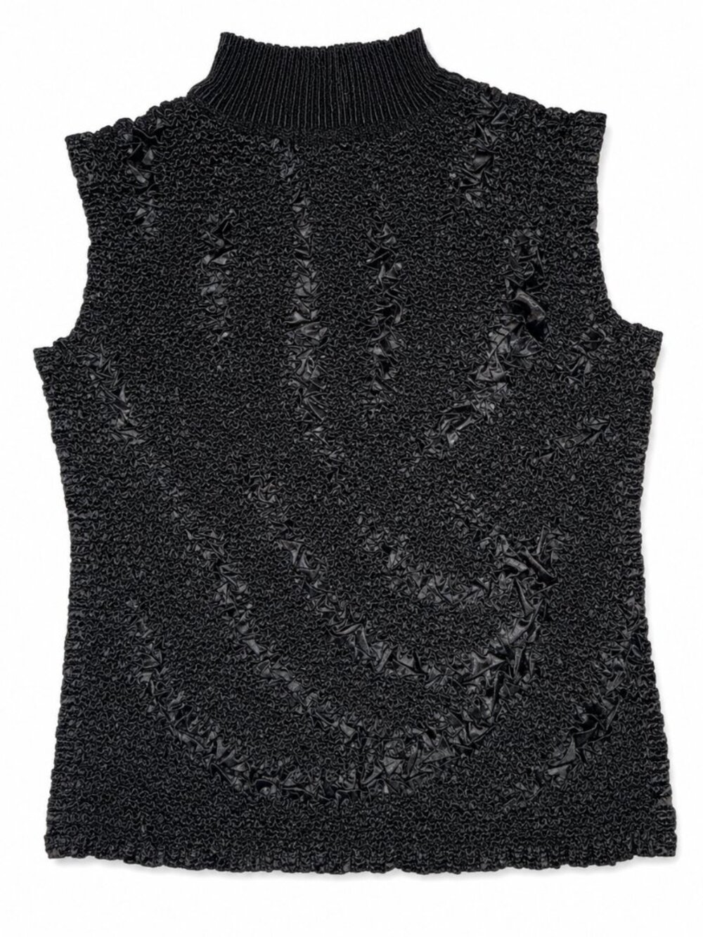 She’s All That Y2K Black Crinkle Mock Neck Top One Size